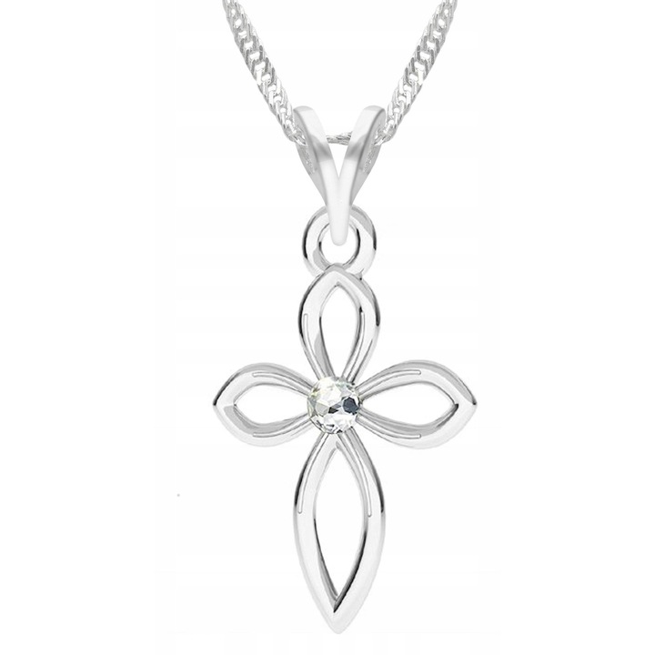 Nyaklánc medállal, Larezo, kereszttel, 925 ezüst, cirkónium, 1 x prémium ékszerdoboz, ideális ajándéknak, 0.3 g, hossza 45, Ezüstszín, 45 CM