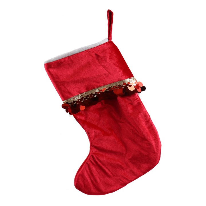 Cizmulita Decorativa pentru Craciun idealSTORE, Dimensiune 50CM, Culoare Rosu Intens, Material Textil de Calitate, Usor de Intretinut, Design Elegant, Perfecta Pentru Combinatii Cromatice Festive