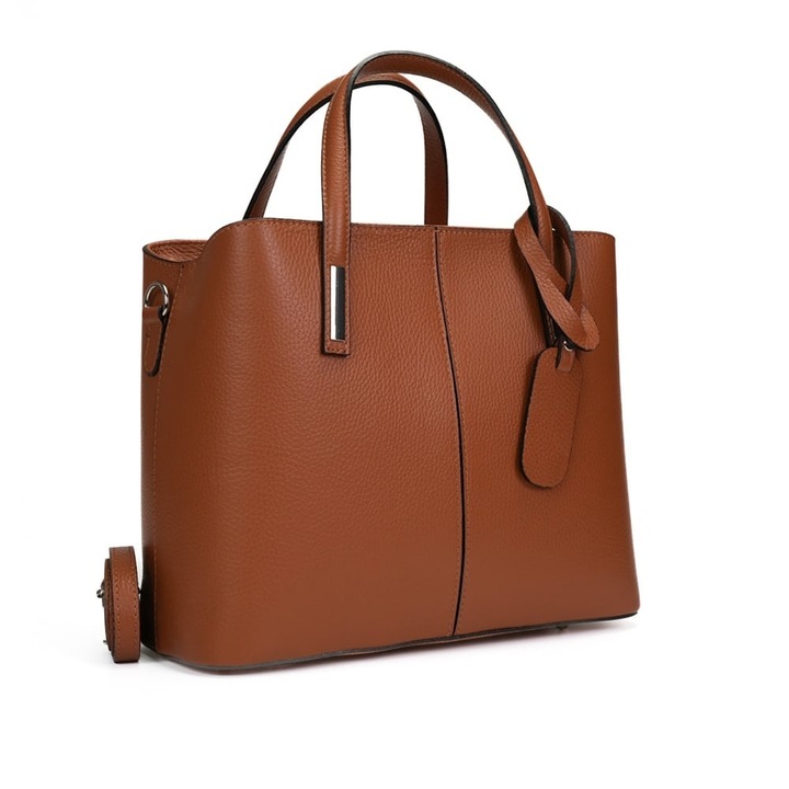 Poseta Piele Emanuelle - Coniac, Geanta Office din Piele Naturala, Geanta, Genti