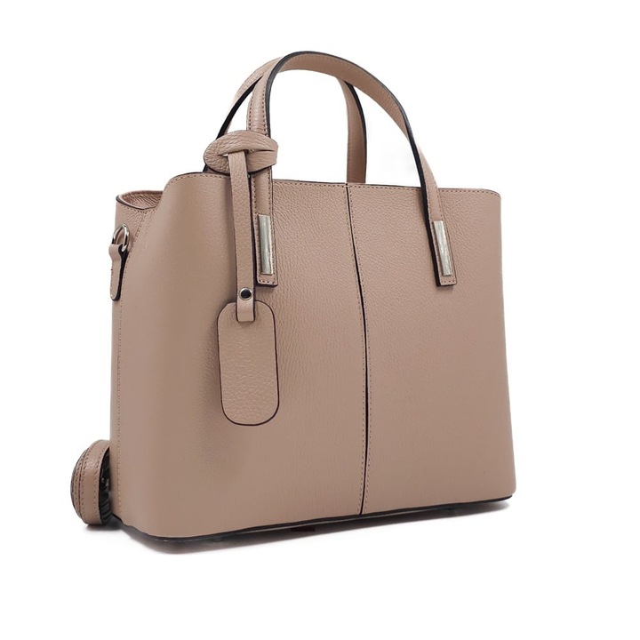 Poseta Piele Emanuelle - Roz - Pudra, Geanta Office din Piele Naturala, Geanta, Genti