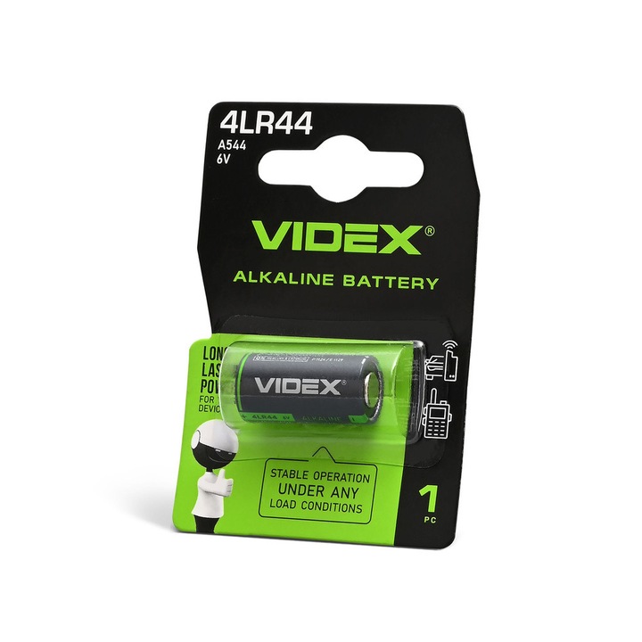 VIDEX 4LR44 alkáli elem, 6V, 25x12x12mm