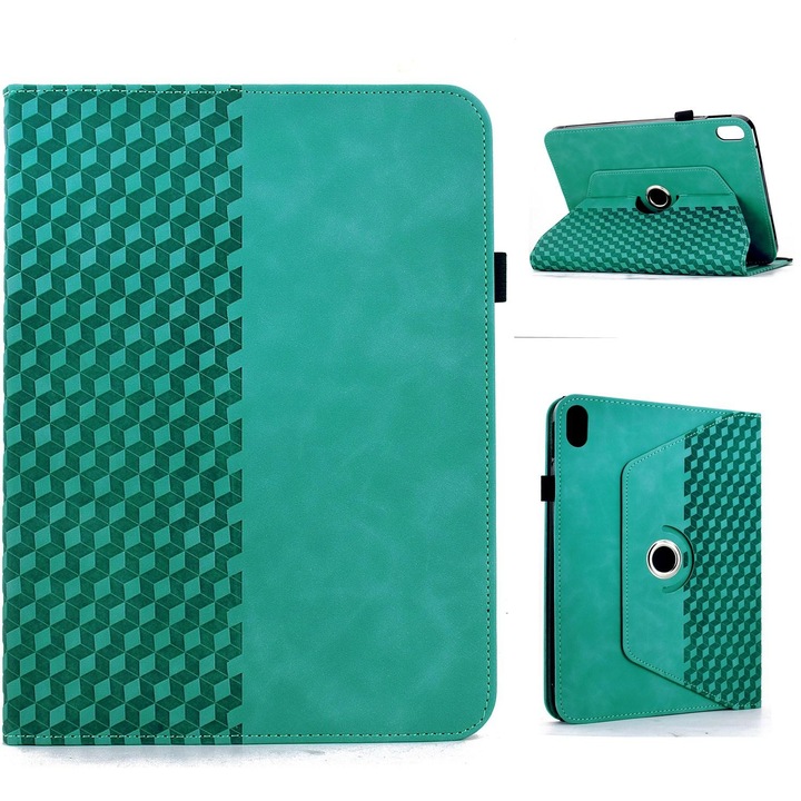 Husa tableta pentru iPad mini 2024 / mini 6 Rotativa Rhombus Embossed Inteligent Piele, Albastru Deschis