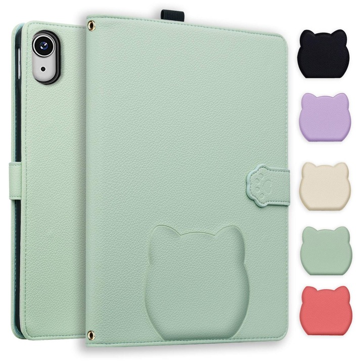 Husa tableta pentru iPad 2025 / 2022 Cat Skin-feel Litchi Piele Inteligent, Verde