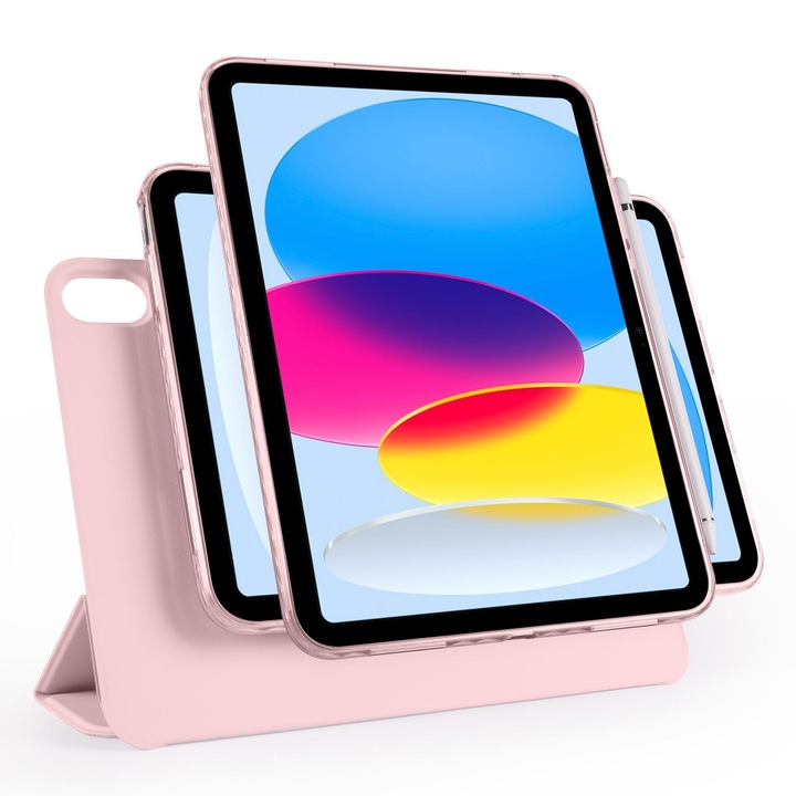 Husa tableta pentru iPad 2022 / 2025 Trifold Magnetic Split Acrylic Piele, Roz