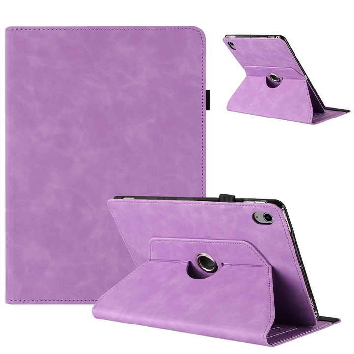 Husa tableta pentru iPad mini 2024 / mini 6, Rotativa, Piele, Culoare Solida, Violet Deschis