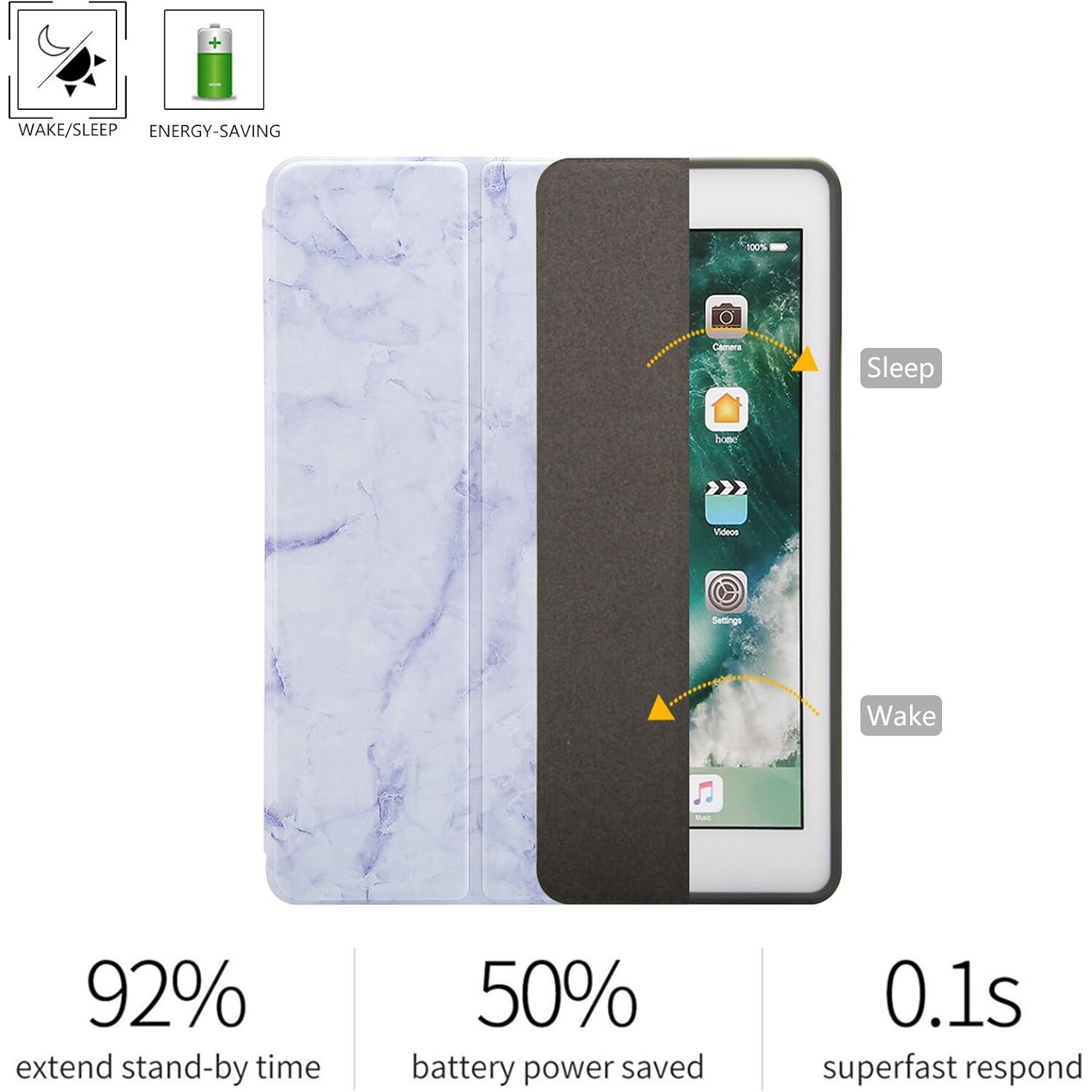 Husa premium Sigloo, pentru tableta iPAD Pro 11, model 2022/2021/2020/2018, 11 inch, interior de piele sintetica, cu suport Smart Pen, Mov