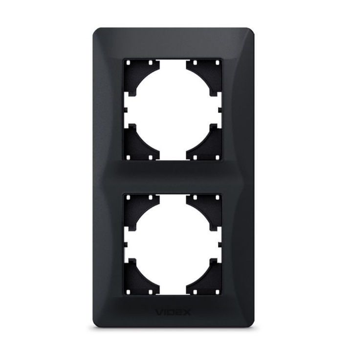 VIDEX BINERA függőleges keret, 2-szeres, 2 bemenet, grafitfekete, 157x86x9mm
