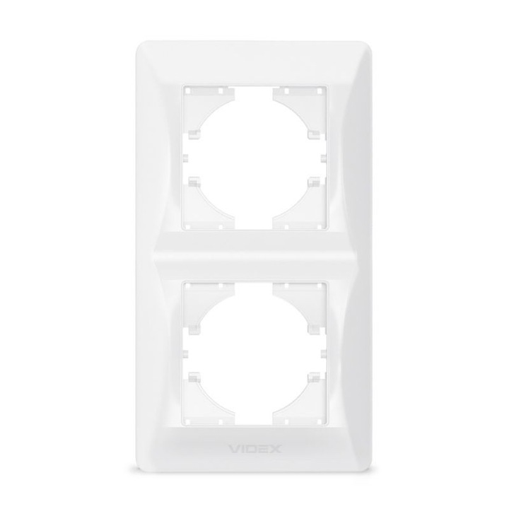 Рамка 2-гн. вертикална бяла VIDEX BINERA, 157x86x9мм, вграден монтаж