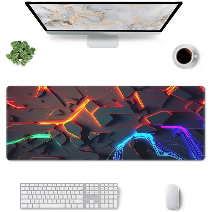 Mousepad mecanic, 80x40cm, colorat, rezistent la alunecare, lavabil