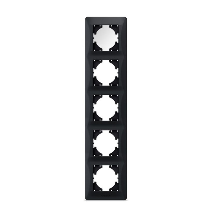 Рамка 5-гнездова вертикална, VIDEX BINERA, графитно черна, 370x86x9mm