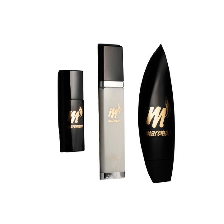 Set cadou parfum Estelle, MARCMAN, 20 ml parfum - 130 ml crema pentru corp - 200 ml gel de dus, floral lemnos mosc