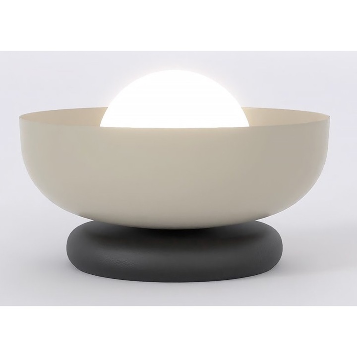 Asztali lámpa/asztali lámpa Emibig OZZY LN1, mokka és fekete, fehér lámpaernyő, 8W MAX LED, 13x20cm