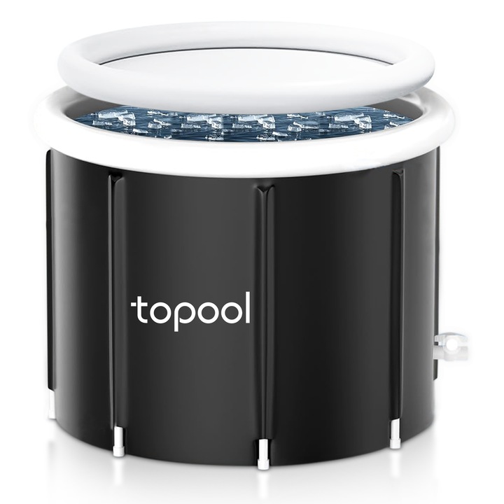 Topool Cada Morsare 350L – Hordozható Jégfürdő Medence Fedéllel és Táskával, Kriotterápia, Izomregeneráció, Immunerősítés, Sportolóknak és Felnőtteknek