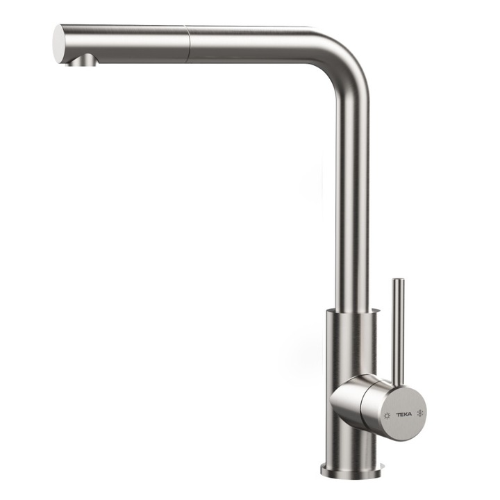 Teka UNI 9331 XP konyhai csaptelep, magas kifolyócsővel, kihúzható zuhanyfejjel, Inox