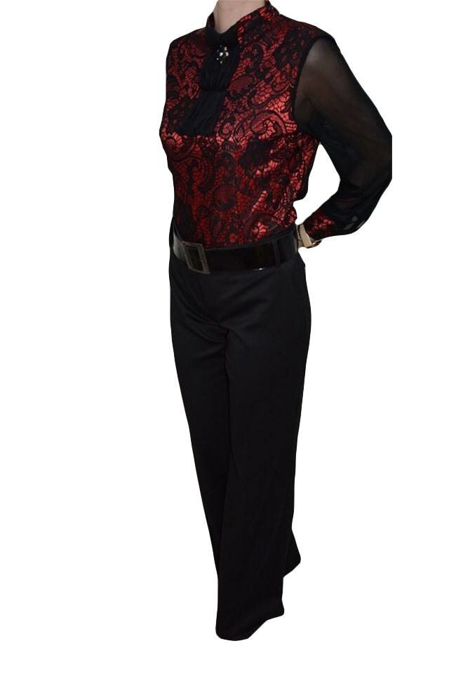 Pantaloni model lung cu buzunare in fata,masura mare,D&J Exclusive, Negru, 48