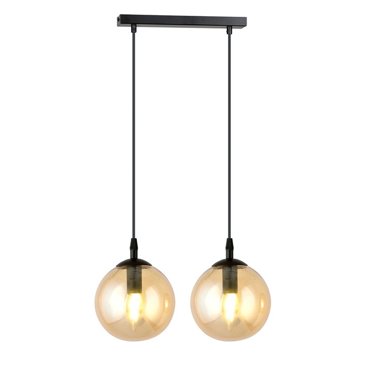 Lampa suspendată Emibig COSMO 2, neagră, abajur miere, 10W LED, 40x100cm