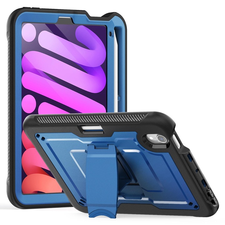 Husa tableta pentru iPad mini 2024, Honeycomb Suport, TPE, PC, Navy Albastru