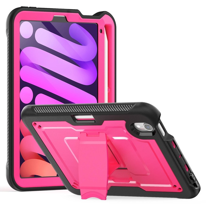 Husa tableta pentru iPad mini 2024 / mini 6 Honeycomb Suport TPE Hydric PC, Rosu Roz