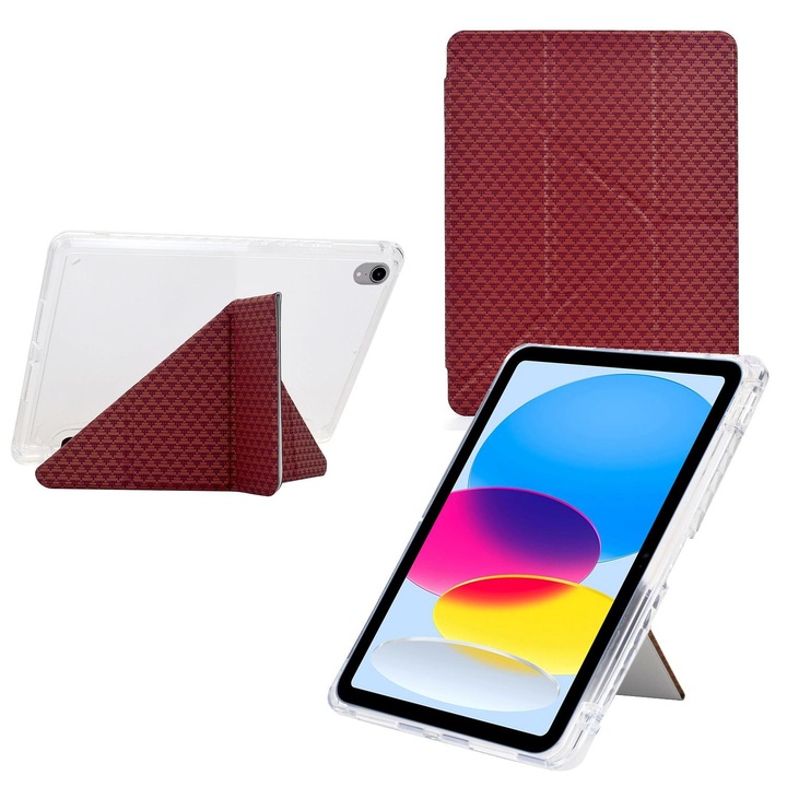 Husa tableta pentru iPad mini 2024 / mini 6 Y-Pliere Pyramid Texture Inteligent Piele, Rosu