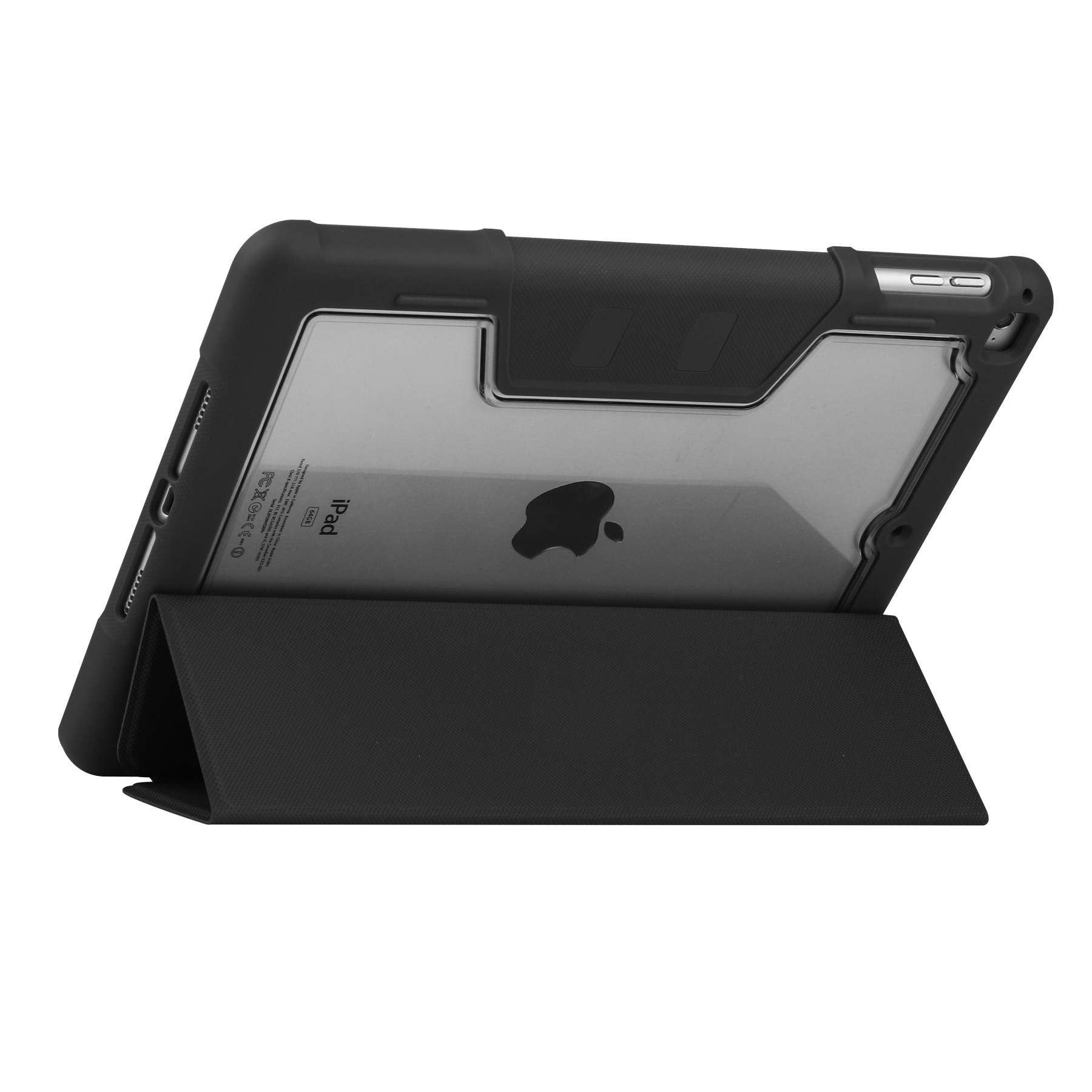 Husa premium pentru tableta iPad (A16) 11 inch 2025, iPad 10, 9 inch 2022, cu suport pentru pix, husa inteligenta cu suport triplu, rezistenta la caderi de calitate militara, Negru/Transparenta
