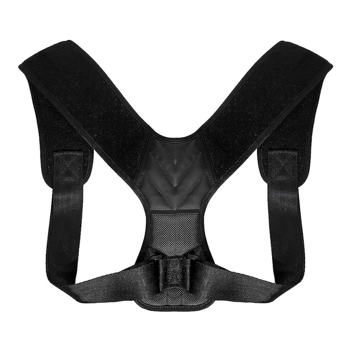 Corector pentru postura, ajustabil, textil, negru, 71x96cm