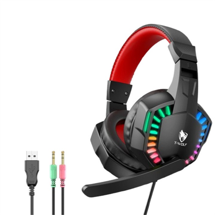 Gaming fejhallgató, 40 mm, HD térhangzás, zajszűrős mikrofon, Fekete