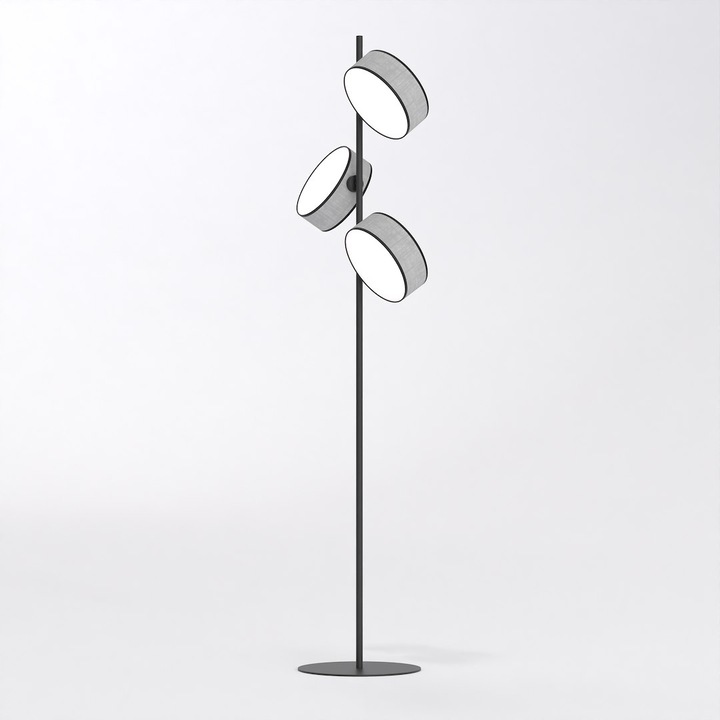 Lampa podlogala LEMIR DRUMZ LP3, 3 becuri E14, 10W MAX LED, gri, 160x46cm