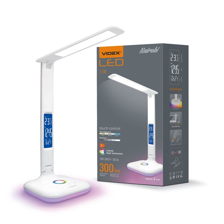 Lampa birou LED dimabila Videx Nairobi alba 300 lm, 345x150x150 mm