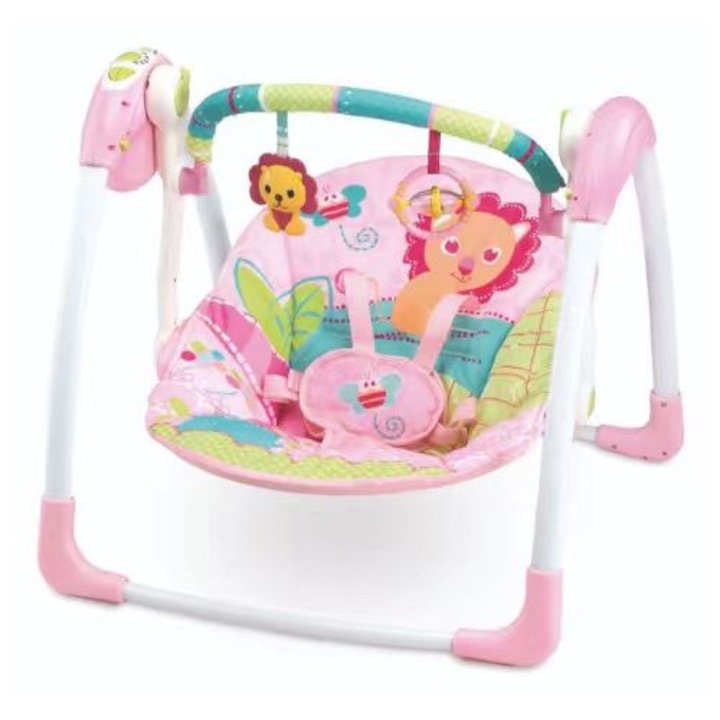 Електрическа люлка Mastela Deluxe, преносима, 7 мелодии, 5 скорости, розова, 11 кг