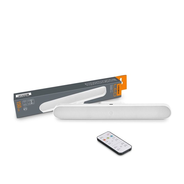 Lampa LED cu telecomanda VIDEX, 150 lm, alb, 300 mm x 39 mm x 36 mm