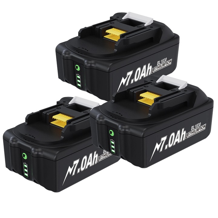 Baterie Reincarcabila pentru Makita, Model BL1830, Capacitate 7000mAh, 18V, Tehnologie Litium-ion, Celula 18650, Compatibil cu Sculele Makita BL1860 LXT400 3B