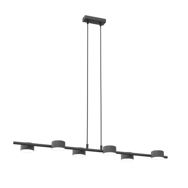 Függőlámpa SORA 6, Emibig, fekete, 12W MAX LED, méretek 100x140cm, állítható magasságú