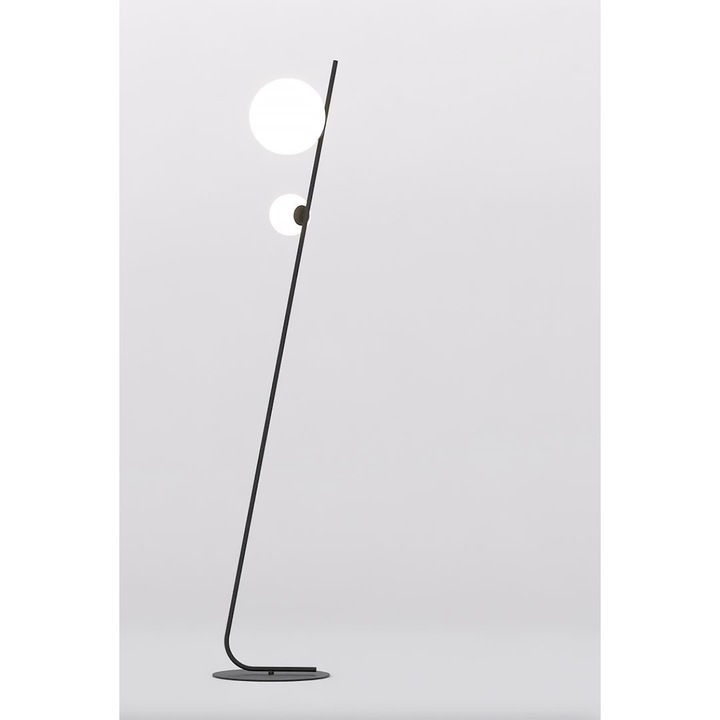 Lampa podlogowa Emibig TATU LP2, neagra, 8W MAX LED, abajur alb, 150x29cm