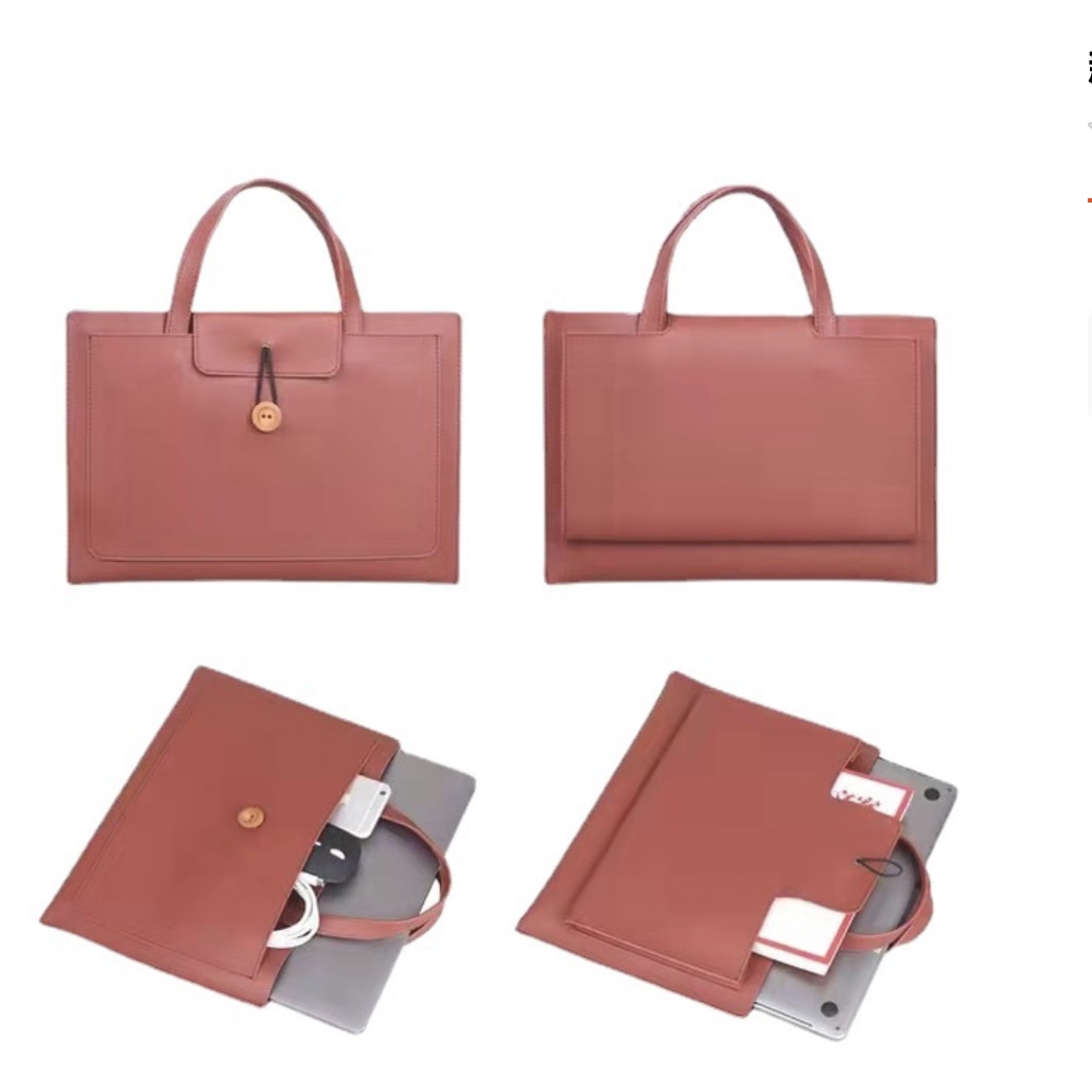 Geanta pentru laptop, tip servieta, 3 compartimente, piele ecologica, rosu, 16 inch, compatibila cu MacBook AleFla Eshop