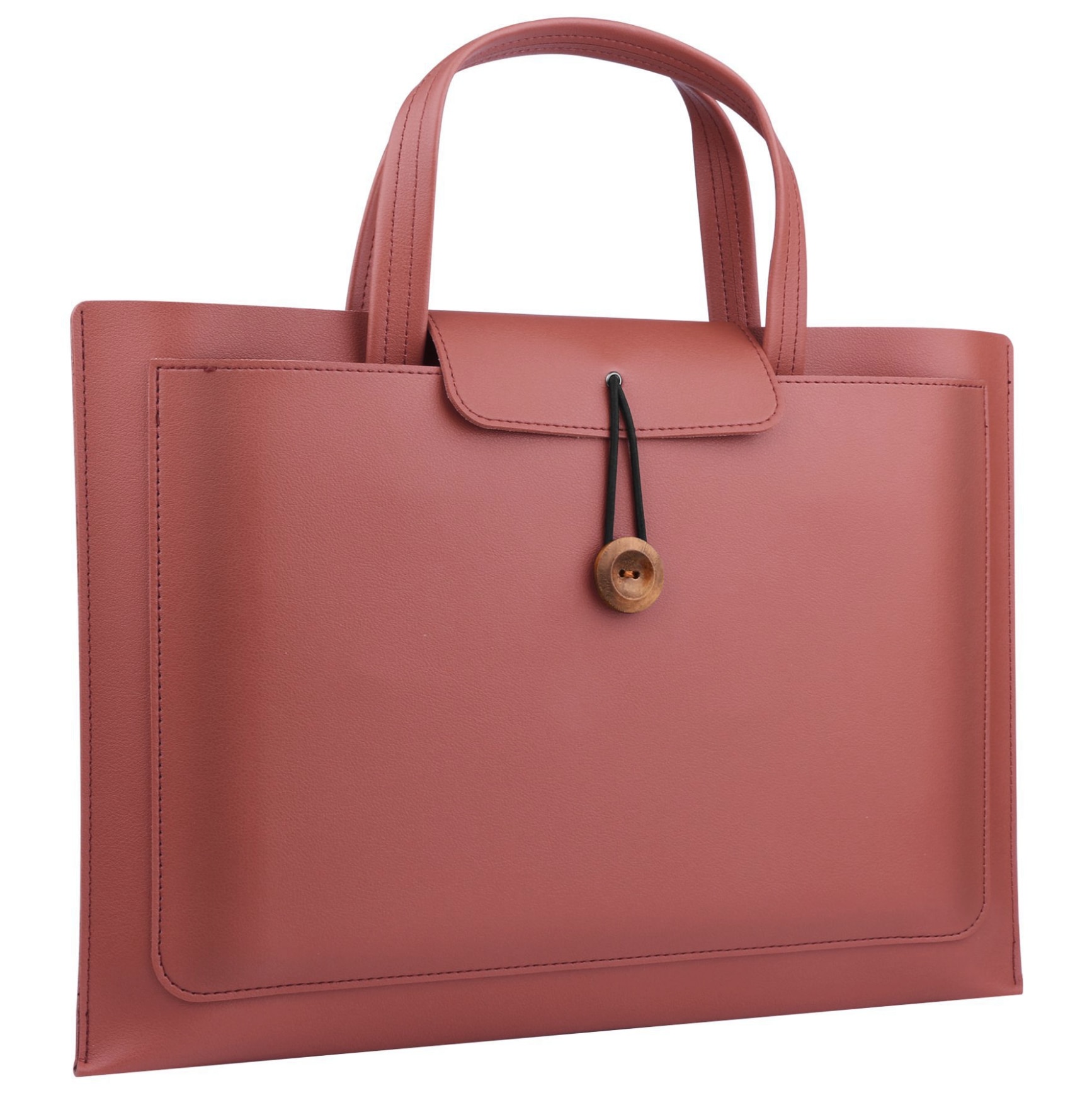 Geanta pentru laptop, tip servieta, 3 compartimente, piele ecologica, rosu, 16 inch, compatibila cu MacBook AleFla Eshop