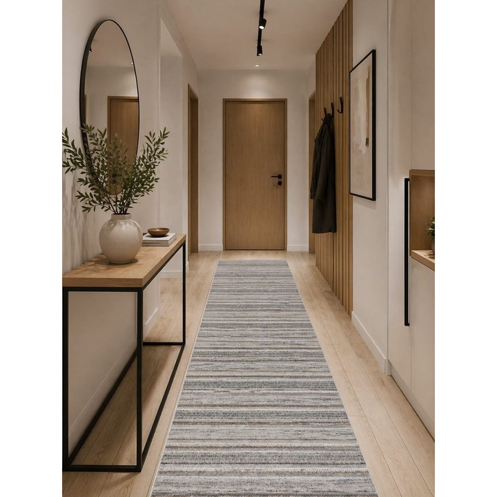 Traversa moderna Sydney, Gri Inchis 0050A, Living, Dormitor, Hol, Bucatarie, 60 x 200 cm