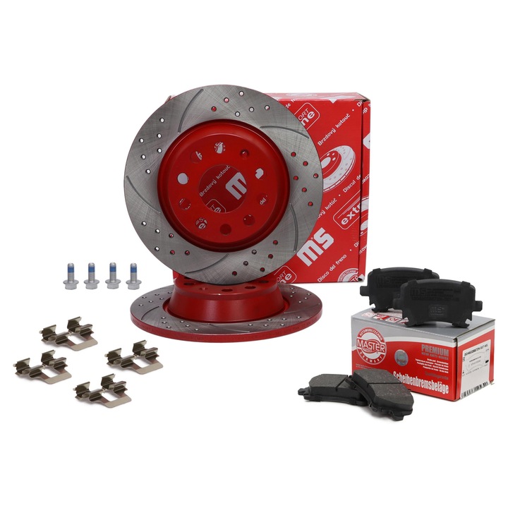 Master Sport Germany féktárcsa és fékbetét szett, Audi A3, Q3, Seat Alhambra, Leon, Skoda, VW, 282x55mm, 10.9kg