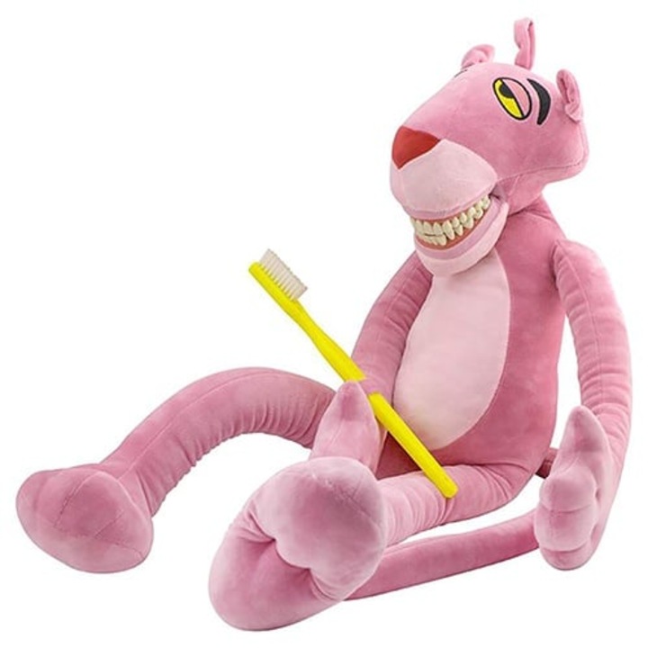 Jucarie de plus pantera roz, 60cm, set cu periuta de dinti