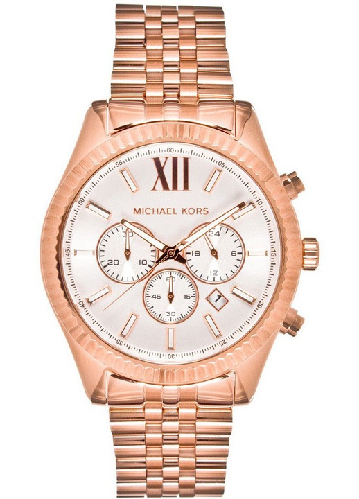 Ceas unisex Michael Kors MK8313 Lexington, bratara, carcasa din inox, roz, mecanism quartz, functii cronograf, data, 45x13mm, roz