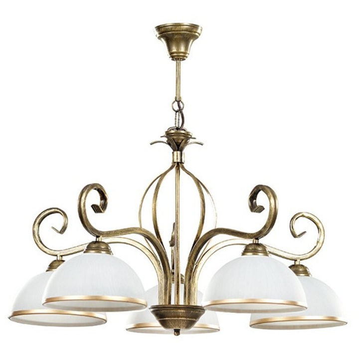 Висяща лампа WIVARA 5 GOLD, 5 крушки E27, 15W MAX LED, бял/златен, 76x66см, комплект