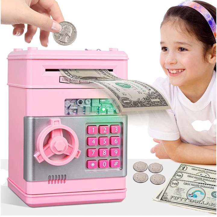 Pusculiță interactivă copii, sunete și lumini, roz, pentru fete, 3 ani