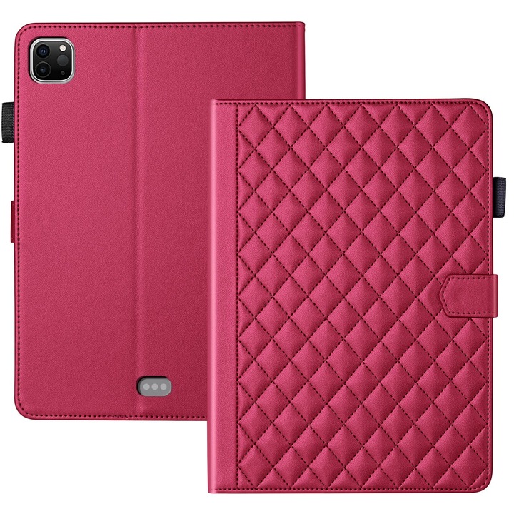 Husa tableta pentru iPad Pro 12.9 2022 / 2021 Rhombus Lattice Piele, Protectie, Elegant, Rosu