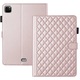 Husa tableta pentru iPad Pro 12.9 2022 / 2021 / 2020, model romboidal, piele, inteligent, Roz auriu
