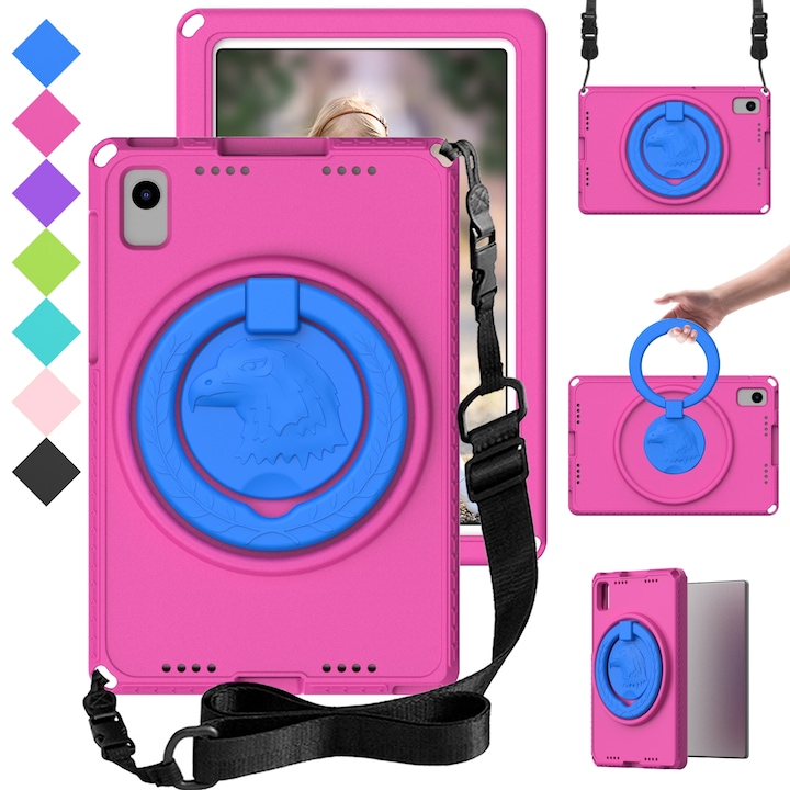 Husa tableta compatibila cu Samsung Galaxy Tab S6 Lite 2024, EVA Hybrid PC, rezistenta la socuri, cu rama, Roz