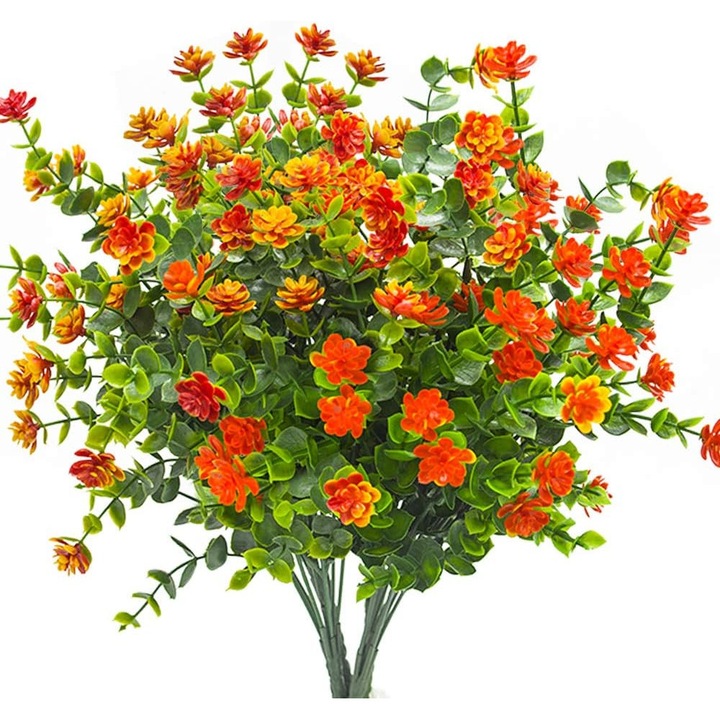 Buchet Flori Artificiale Rolio, 5 fire, Rezistente la UV, Multicolor, 35x23cm