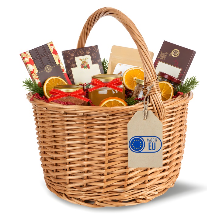 Cos din rachita cu maner Creative Home, Maro