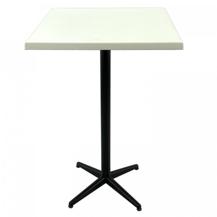 Masa patrata bar interior/exterior 80x80xh107cm Raki Uni Art blat werzalit si picior metalic clasic negru h105