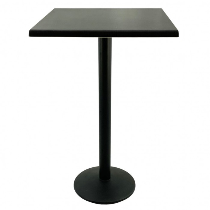Masa inalta bar patrata 70x70xh112cm Raki New Wenge blat werzalit si picior metalic negru 43xh110cm