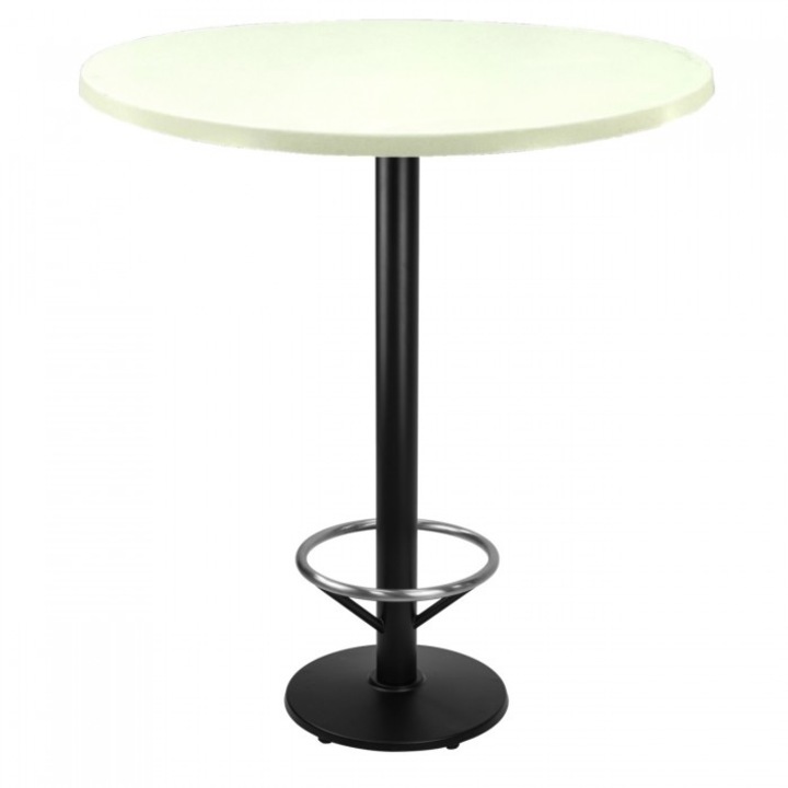 Masa bar interior/exterior 80xh112cm Raki Uni Art blat werzalit si picior metalic negru cu suport picioare 43xh110cm