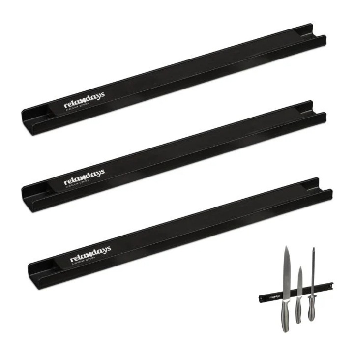 Set 3 bare magnetice, B2X, 30cm, negru, otel